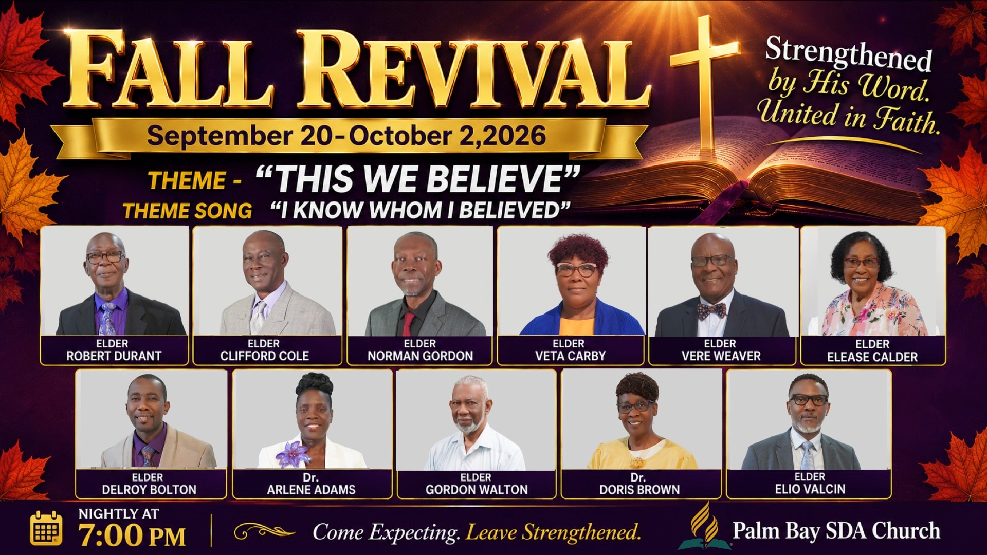 Weekly bulletin — Fall Revival, September 20–October 2, 2026